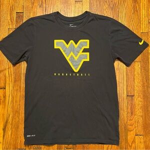 Nike West Virginia Basketball Size Medium T Shirt Black Athletic Cut Dri Fit